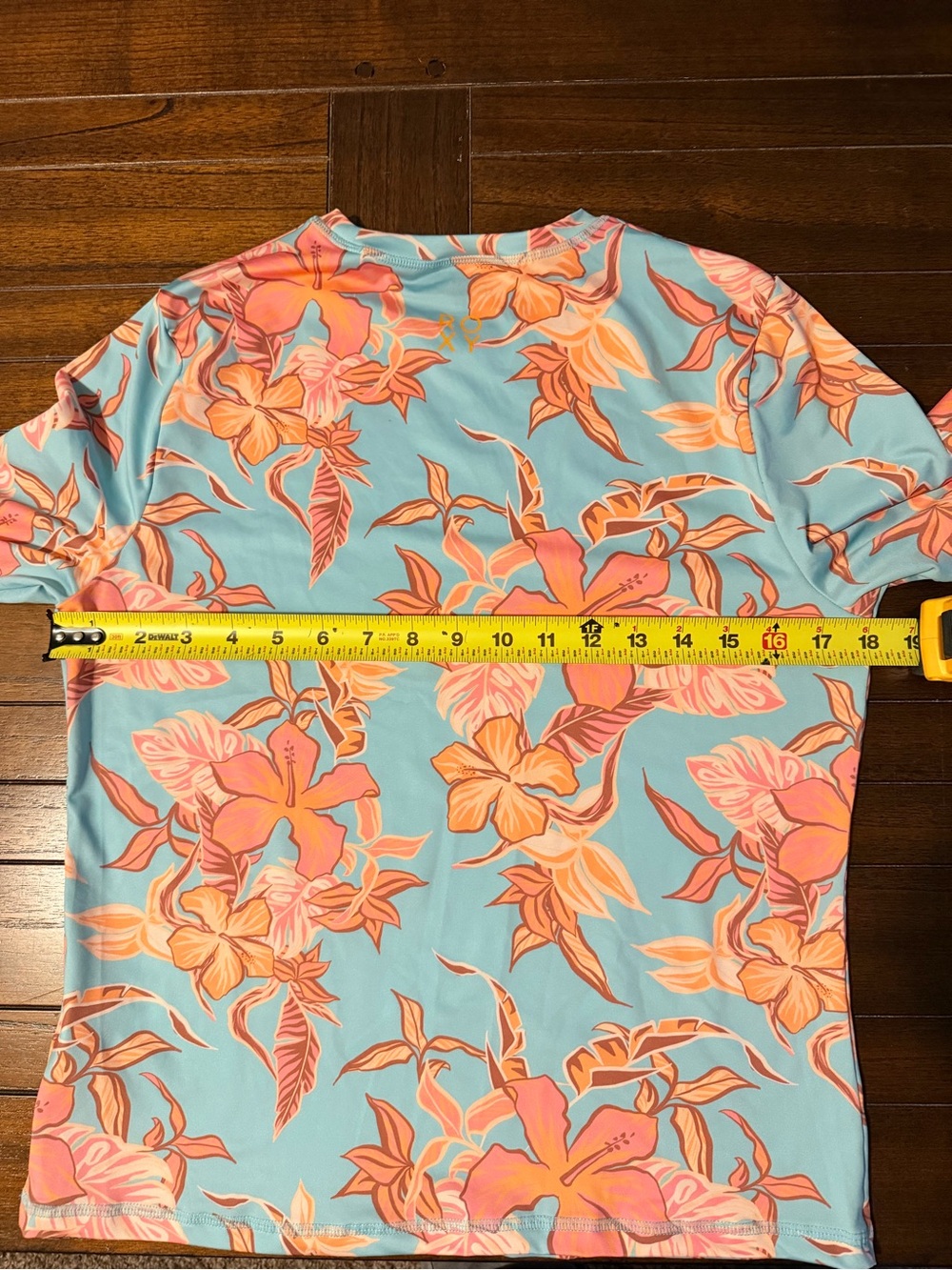 Roxy Tropical Floral Rash Guard Swim Top Medium Aqua Pink UPF Teal Coral Beach - Picture 8 of 9